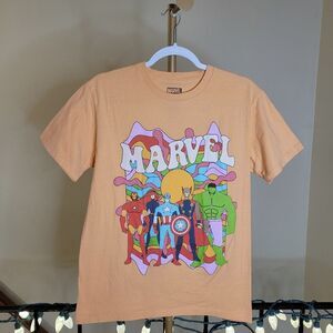 Marvel Unisex Peach Superhero Graphic Tee Medium